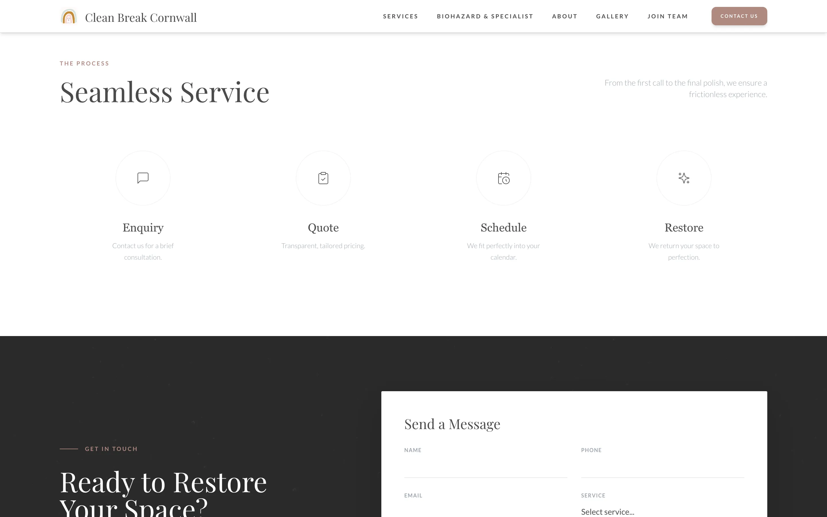 Clean Break Cornwall: Cleaning services build, screen 4