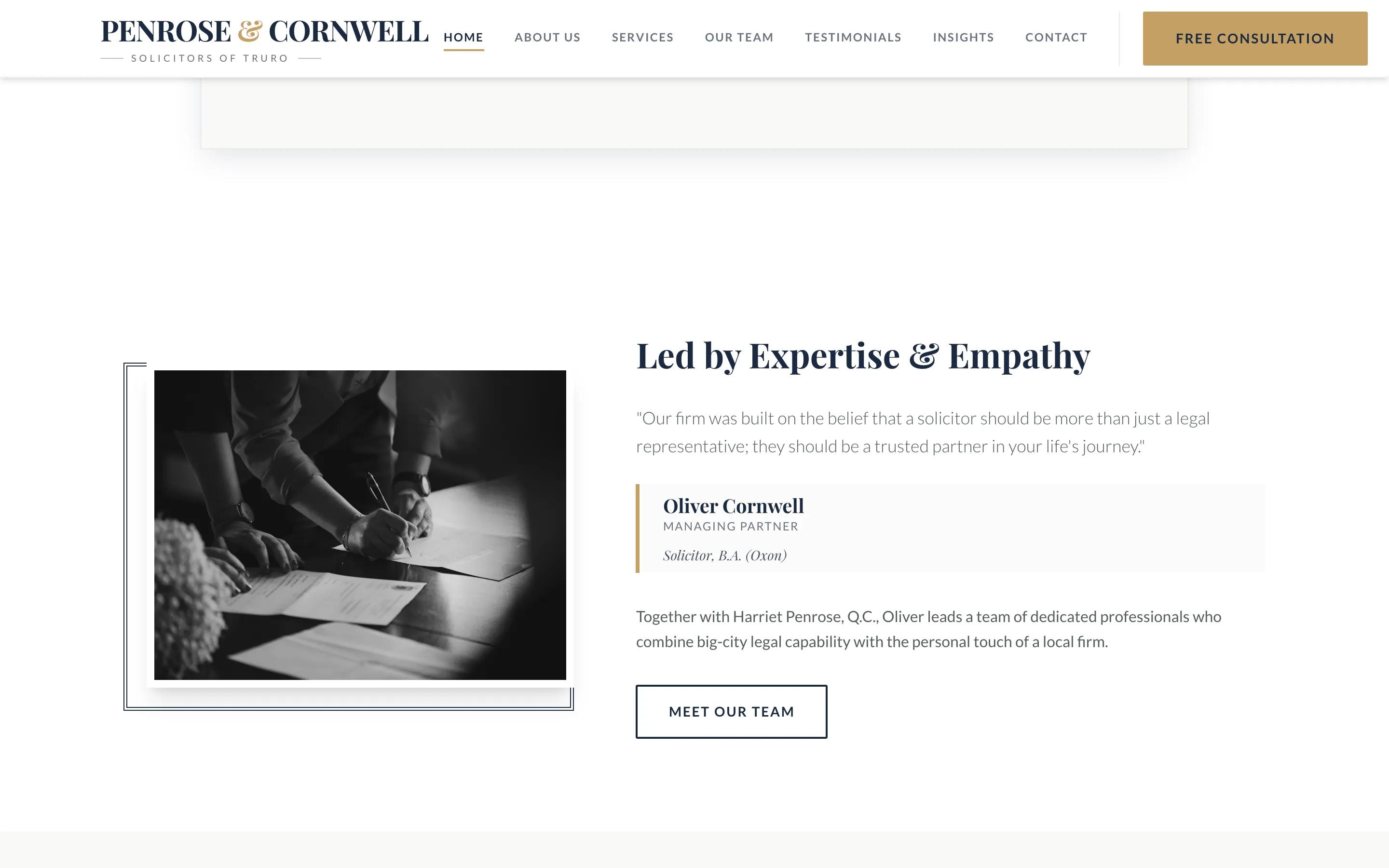 Penrose & Cornwell — Legal build, screen 3