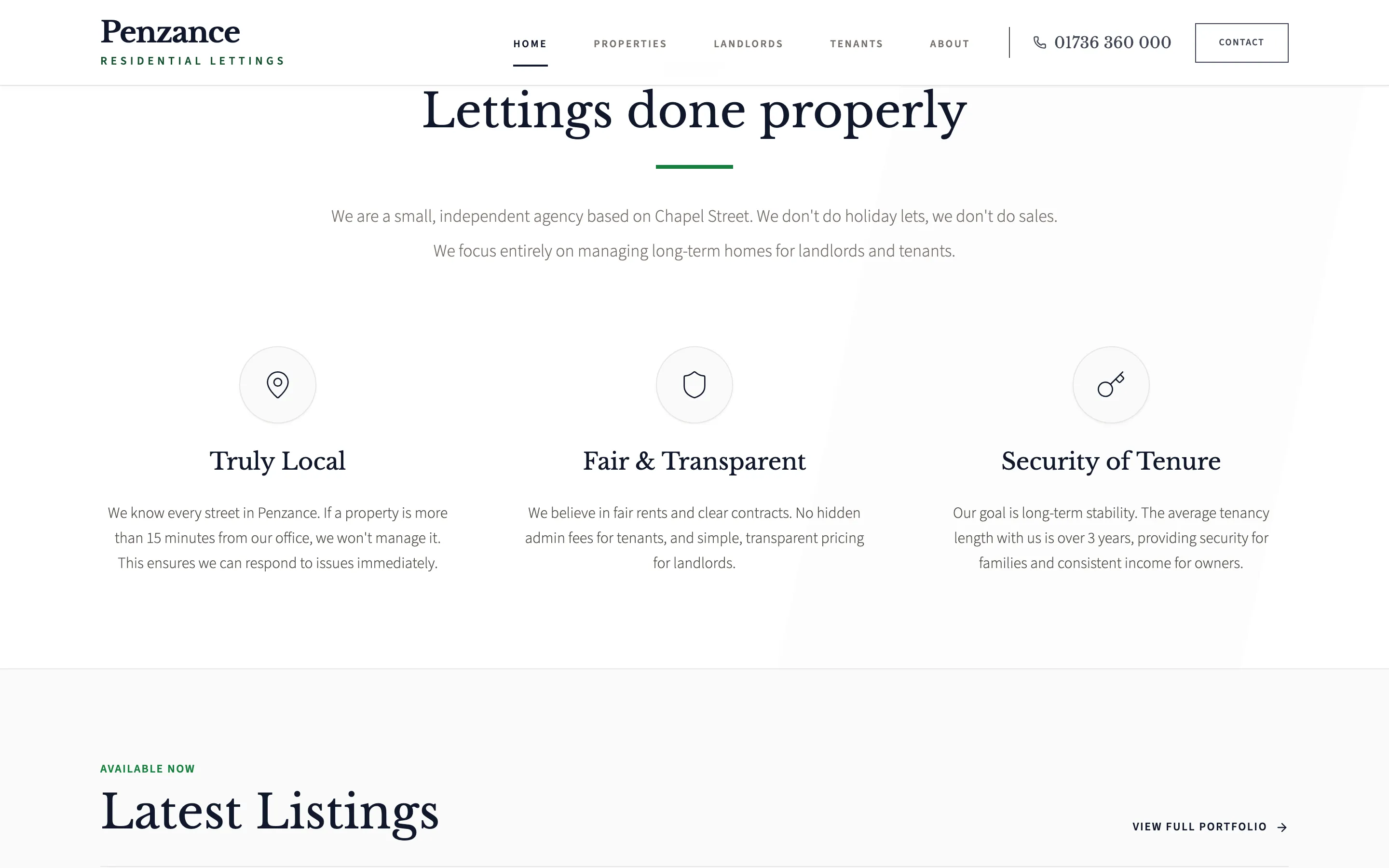 Penzance Residential Lettings — Property lettings build, screen 2