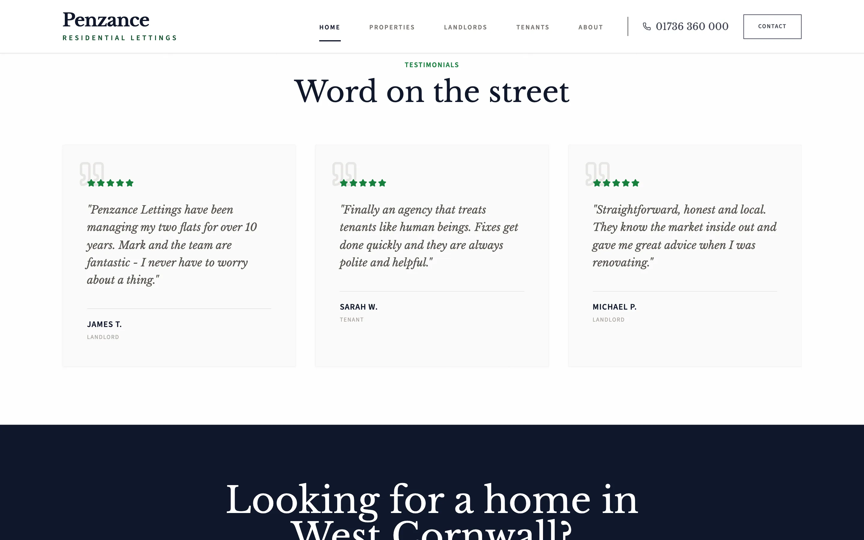 Penzance Residential Lettings — Property lettings build, screen 4
