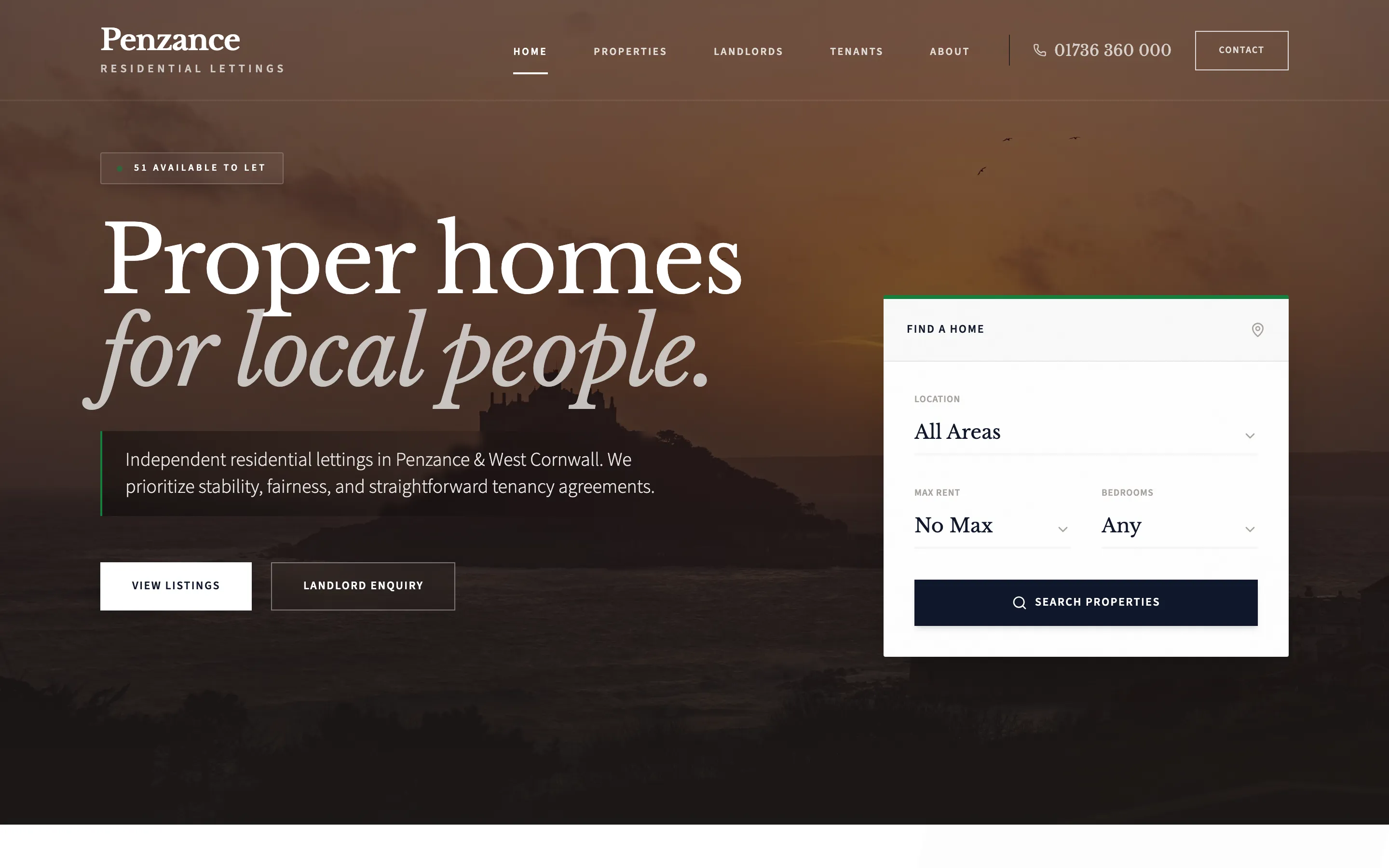 Penzance Residential Lettings website