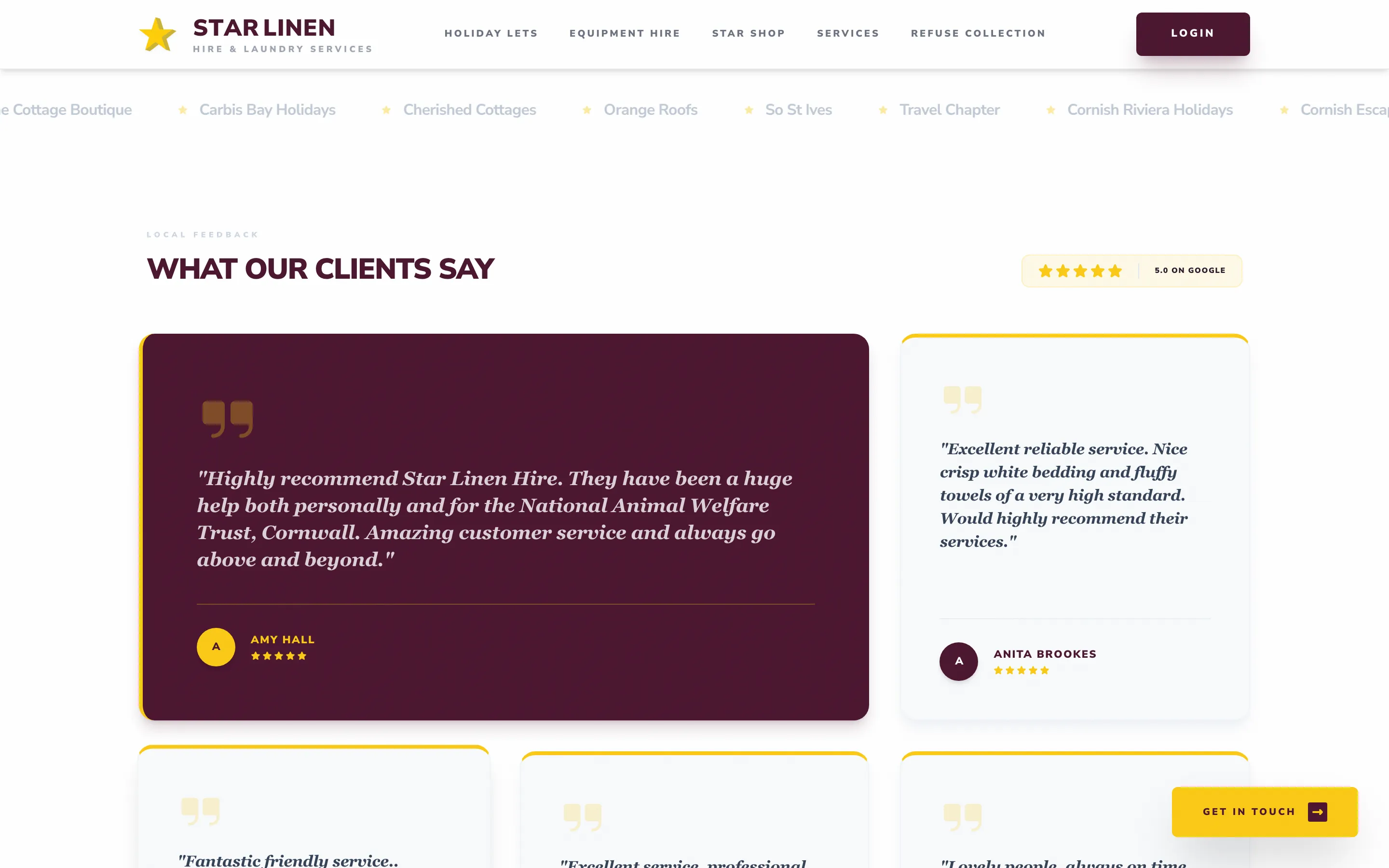 Star Linen: Linen hire and laundry build, screen 2
